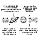 Plaquinha de Identificação Pet Pingente Cachorro Gato Personalizado