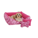 Cama Para Cachorros Porte Médio 80x60 com e Brinquedos que são 1 Ossinho e 1 Almofadinha