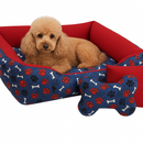 Cama Para Cachorro Porte Médio 80x60 - com Ossinho e Almofada | Lavável com Zíper